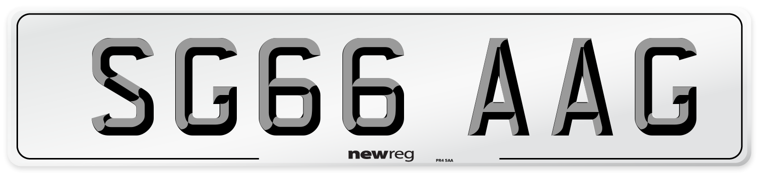 SG66 AAG Number Plate from New Reg